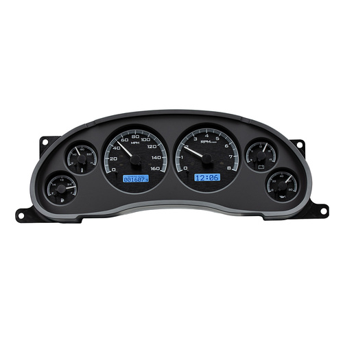 Dakota Digital Gauge, MDX System, 1994-2004 Ford Mustang, Black Alloy Style Face, Blue Display, Custom