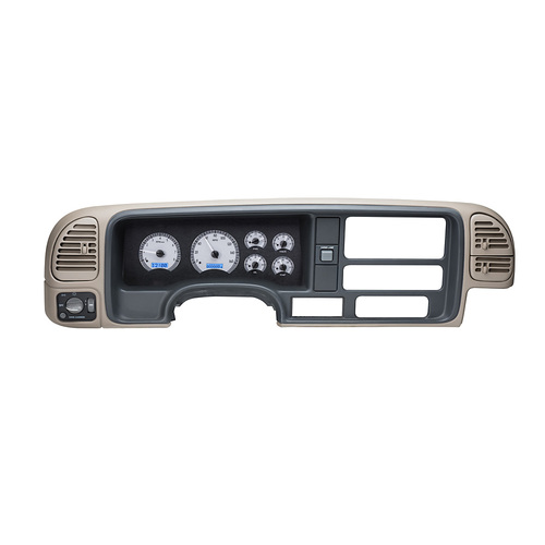 Dakota Digital Gauge, MDX System, 1995-98 Chevy Pickup, Silver Alloy Style Face, Blue Display, Custom