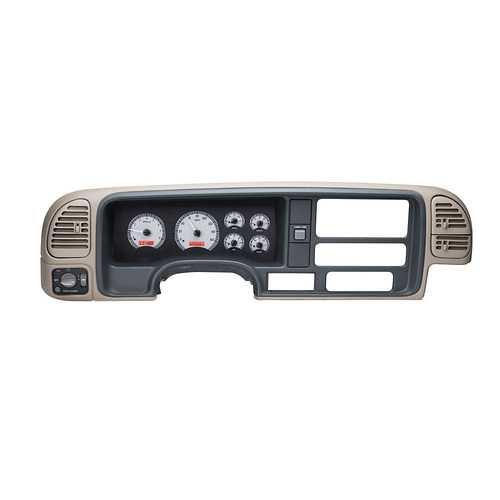 Dakota Digital Gauge, MDX System, 1995-98 Chevy Pickup, Silver Alloy Style Face, Red Display, Custom