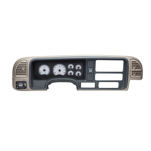 Dakota Digital Gauge, MDX System, 1995-98 Chevy Pickup, Silver Alloy Style Face, White Display, Custom