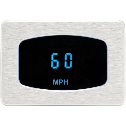 Dakota Digital Gauge, Odyssey Series I, Speedometer, Digital, 0-255 mph, Chrome Bezel, Teal Display, Each