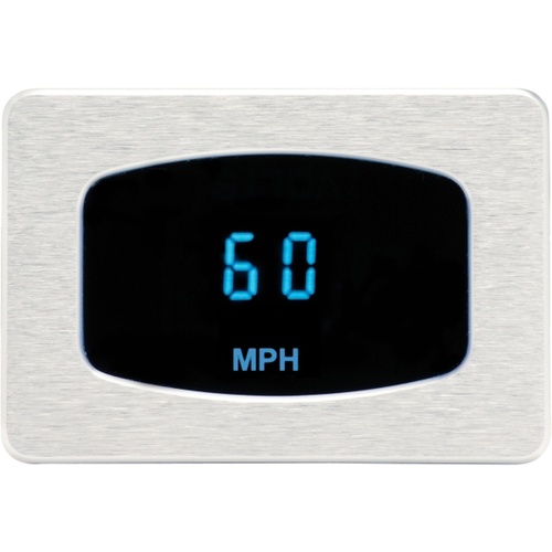 Dakota Digital Gauge, Odyssey Series I, Speedometer, Digital, 0-255 mph, Satin Bezel, Teal Display, Each