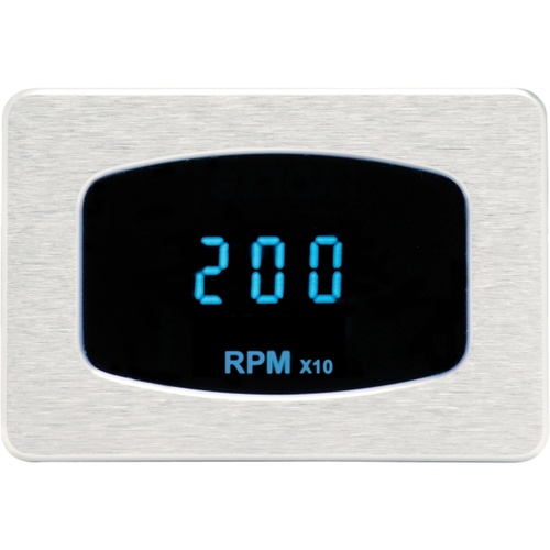 Dakota Digital Gauge, Odyssey Series I, Mini Tachometer, Digital, 0-18,000 rpm, Chrome Bezel, Blue Display, Each