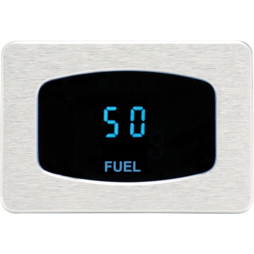 Dakota Digital Gauge, Odyssey Series I, Fuel Level, Digital, 0- 99%, Satin Bezel, Teal Display, Each