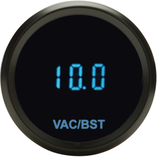 Dakota Digital Gauge, Odyssey Series II, Vacuum/ Boost, Digital, 30 inHg- 80 psi, 2-1/16 in. Diameter, Black Bezel, Teal Numerals, Each