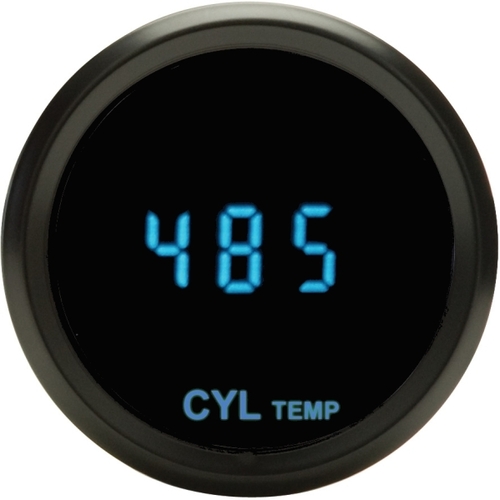 Dakota Digital Gauge, Odyssey Series II, Cylinder Head Temperature, Digital, 65- 400 C, 2-1/16 in. Diameter, Chrome Bezel, Teal Numerals, Each