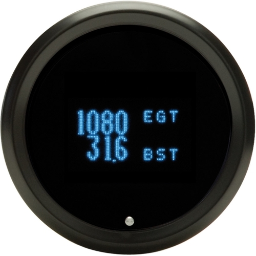 Dakota Digital Gauge, Odyssey Series II, Fuel/ Volts/ Oil Pressure/ Water Temperature, Digital, 3-3/8 in. Diameter, Black Bezel, Teal Numerals, Each