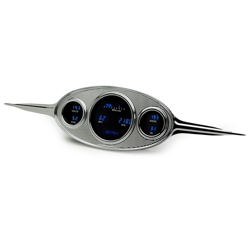 Dakota Digital RetroTech System, 3-Hole, With Wings, 5.875 in. x 23.875 in, Blue or Teal Lenses, Each