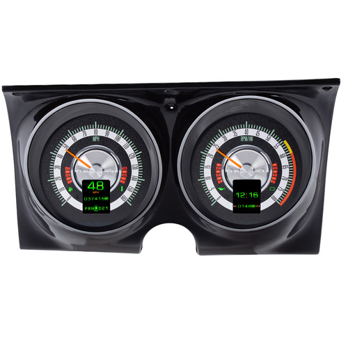 Dakota Digital Gauge Kit, Direct Fit, 1968 For Camaro/ For Firebird, Analog/Digital, Black Background, Multicolor Illuminated Display, Kit