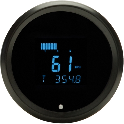 Dakota Digital Gauge, Solarix Series, Performance Speedometer/Tachometer, Digital, 199 MPH, Round, 3-3/8 in. Diameter, Black Bezel, Blue Numerals, Kit