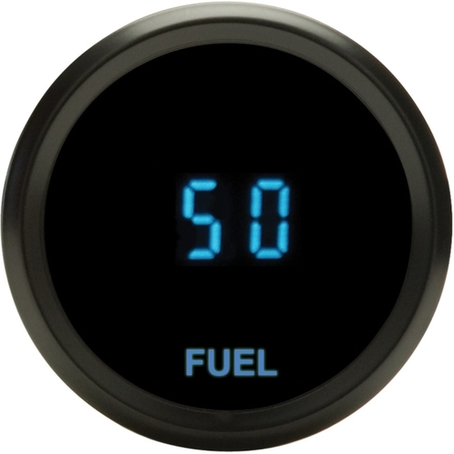 Dakota Digital Gauge, Solarix Series, Fuel Level, Digital, 0- 99%, 2-1/16 in. Diameter, Black Bezel, Blue Numerals, Each