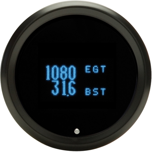 Dakota Digital Gauge, Solarix Series, Fuel/ Volts/ Oil Pressure/ Water Temperature, Digital, 3-3/8 in. Diameter, Chrome Bezel, Blue Numerals, Each