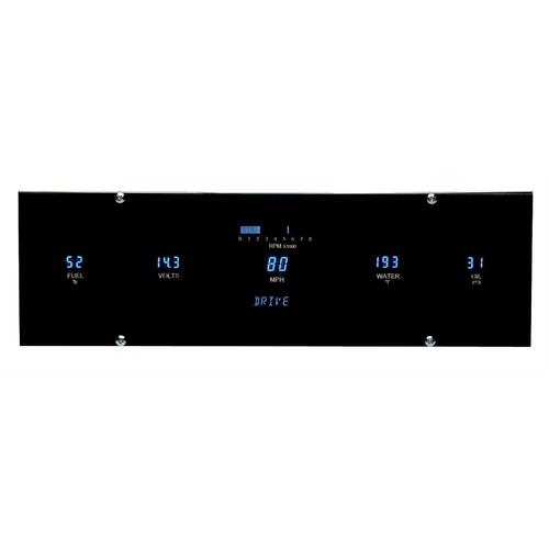 Dakota Digital Gauge Panel, Series III, Blue/Teal Display, Five Gauge, 3 in. x 12 in. Opening, Each