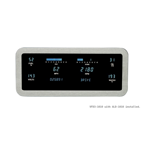 Dakota Digital Gauge Panel, Series III, Blue/Teal Display, Six Gauge, 3 in. x 10 in. Opening, Each