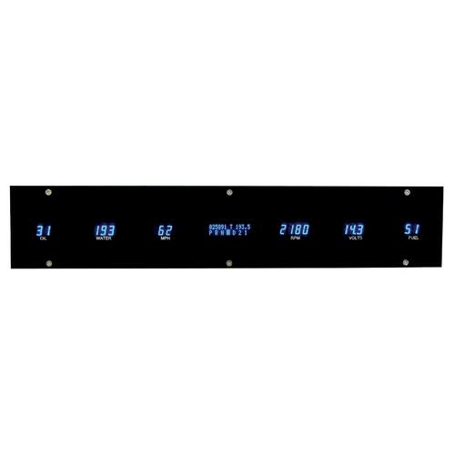 Dakota Digital Gauge Panel, Designer Series, Blue/Teal Display, Six Gauge, 3.5 in. x 19 in, Rectangle, Each
