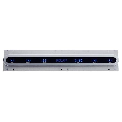 Dakota Digital Gauge Panel, Series III, Blue/Teal Display, Brushed/Satin Bezels, Six Gauge, 2 in. x 19 in, Oval, Universal, Each
