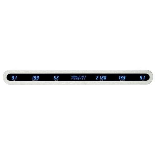 Dakota Digital Gauge Panel, Series III, Blue/Teal Display, Chrome Bezels, Six Gauge, 2 in. x 19 in, Oval, Universal, Each