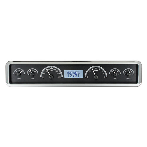 Dakota Digital Gauge Kit, Universal, 3.75 in. x 19.5 in. Rectangle, Analog, Black Background, Alloy Style Face, White Display