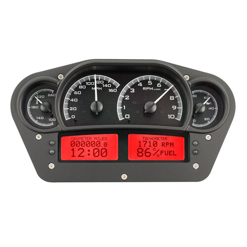 Dakota Digital Gauge Kit, Universal, 6 in. x 10.75 in, Competition, Analog, Black Background, Alloy Style Face, Red Display