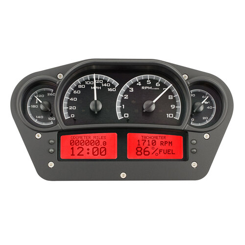 Dakota Digital Gauge Kit, Universal, 6 in. x 10.75 in., Competition, Analog, Black Background, Alloy Style Face, Red Display
