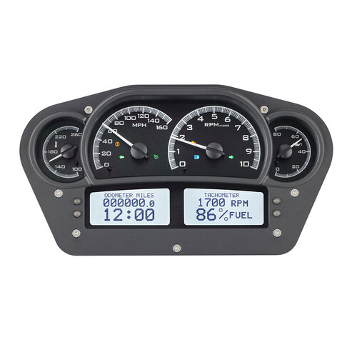 Dakota Digital Gauge Kit, Universal, 6 in. x 10.75 in, Competition, Analog, Black Background, Alloy Style Face, White Display
