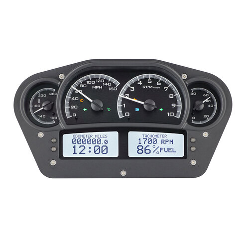 Dakota Digital Gauge Kit, Universal, 6 in. x 10.75 in., Competition, Analog, Black Background, Alloy Style Face, White Display