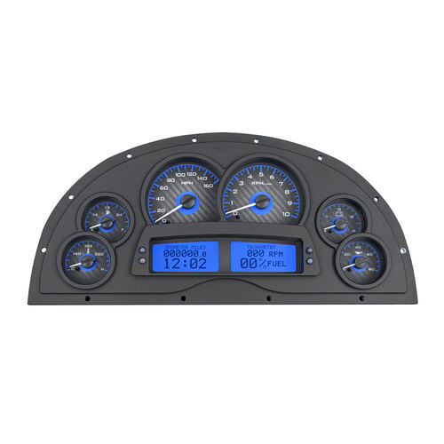 Dakota Digital Gauge Kit, 1967- 69 Marquez For Camaro, Analog, 16 in. x 7.25 in., Carbon Fiber Background, Alloy Style Face, Blue Display