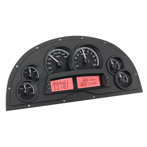 Dakota Digital Gauge Kit, 1967- 69 Marquez For Camaro, Analog, 16 in. x 7.25 in, Black Background, Alloy Style Face, Red Display