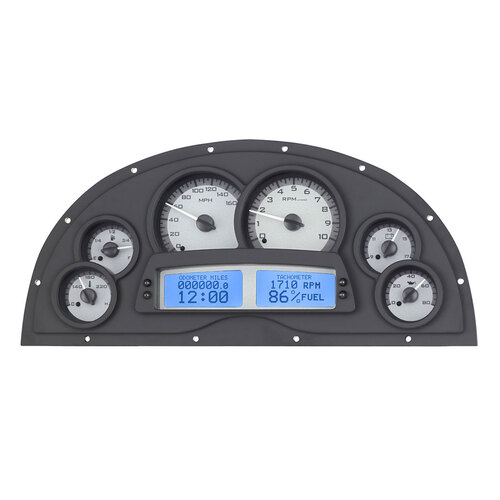 Dakota Digital Gauge Kit, 1967- 69 Marquez For Camaro, Analog, 16 in. x 7.25 in., Silver Background, Alloy Style Face, Blue Display