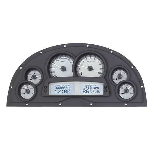 Dakota Digital Gauge Kit, 1967- 69 Marquez For Camaro, Analog, 16 in. x 7.25 in, Silver Background, Alloy Style Face, White Display