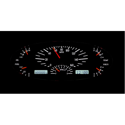 Dakota Digital Gauge Kit, 1932 For Ford, Analog, 12.135 in. x 4.925 in., Black Background, Alloy Style Face, White Display