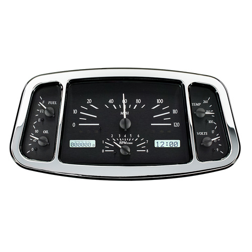 Dakota Digital Gauge Kit, 1933- 34 For Ford, Analog, 11.665 in. x 5.785 in., Black Background, Alloy Style Face, White Display