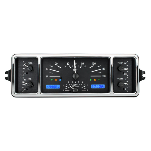 Dakota Digital Gauge Kit, 1939 For Chevrolet, Analog, 12 in. x 4 in., Black Background, Alloy Style Face, Blue Display