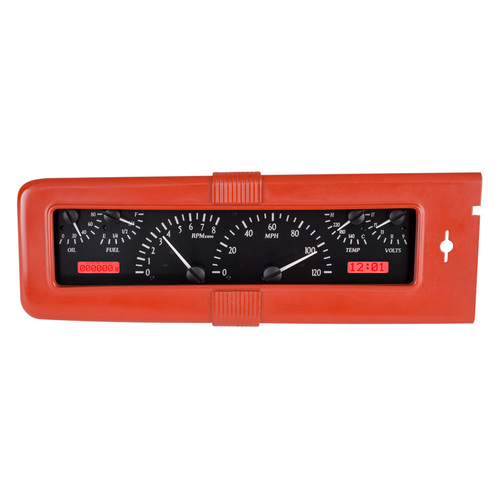 Dakota Digital Gauge Kit, 1940 For Chevrolet, Analog, Black Background, Alloy Style Face, Red Display