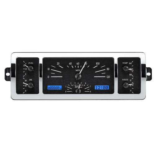 Dakota Digital Gauge Kit, 1940- 46 For Chevrolet Pickup, Analog, 12.30 in. x 4.30 in, Black Background, Alloy Style Face, Blue Display