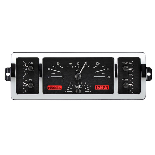 Dakota Digital Gauge Kit, 1940- 46 For Chevrolet Pickup, Analog, 12.30 in. x 4.30 in., Black Background, Alloy Style Face, Red Display