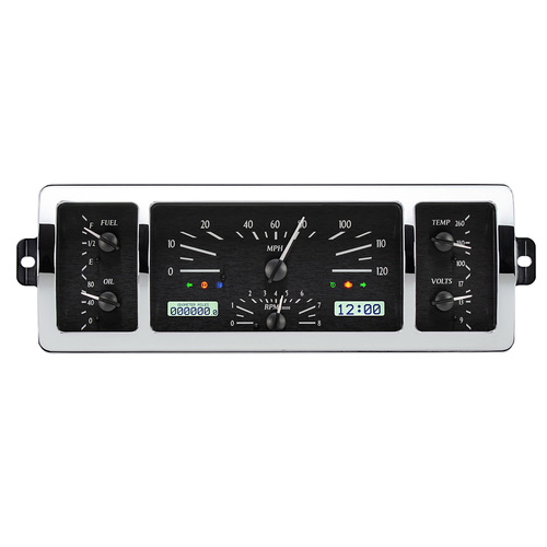 Dakota Digital Gauge Kit, 1940- 46 For Chevrolet Pickup, Analog, 12.30 in. x 4.30 in, Black Background, Alloy Style Face, White Display