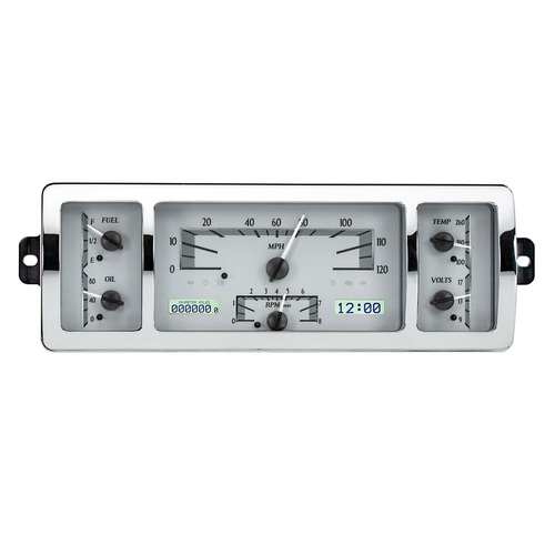 Dakota Digital Gauge Kit, 1940- 46 For Chevrolet Pickup, Analog, 12.30 in. x 4.30 in., Silver Background, Alloy Style Face, White Display