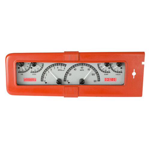 Dakota Digital Gauge Kit, 1940 For Chevrolet, Analog, Silver Background, Alloy Style Face, Red Display