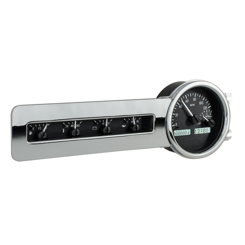 Dakota Digital Gauge Kit, 1941- 48 For Chevrolet, Analog, Black Background, Alloy Style Face, White Display