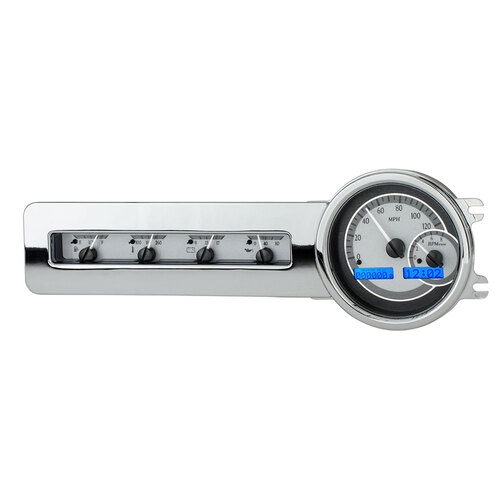 Dakota Digital Gauge Kit, 1941- 48 For Chevrolet, Analog, Silver Background, Alloy Style Face, Blue Display