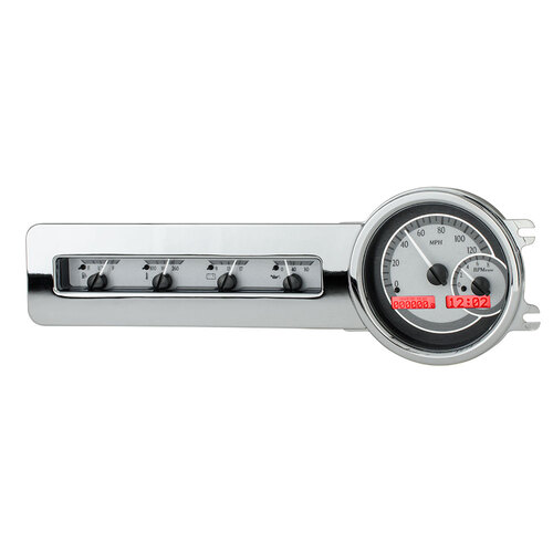 Dakota Digital Gauge Kit, 1941- 48 For Chevrolet, Analog, Silver Background, Alloy Style Face, Red Display