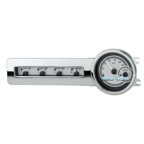 Dakota Digital Gauge Kit, 1941- 48 For Chevrolet, Analog, Silver Background, Alloy Style Face, White Display