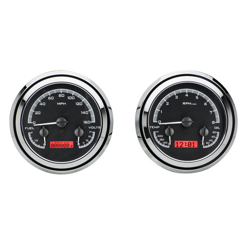 Dakota Digital Gauge Kit, 1947- 53 For Chevrolet/ GMC Pickup, Analog, Black Background, Alloy Style Face, Red Display