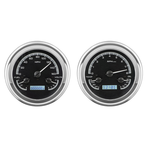 Dakota Digital Gauge Kit, 1947- 53 For Chevrolet/ GMC Pickup, Analog, Black Background, Alloy Style Face, White Display