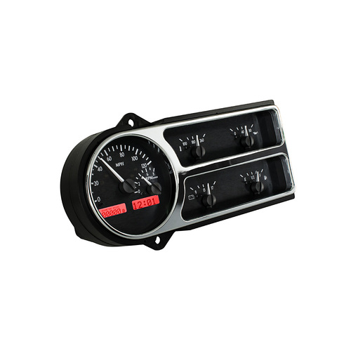 Dakota Digital Gauge Kit, 1948-50 For Ford Truck, Analog, Black Background, Alloy Style Face, Red Display