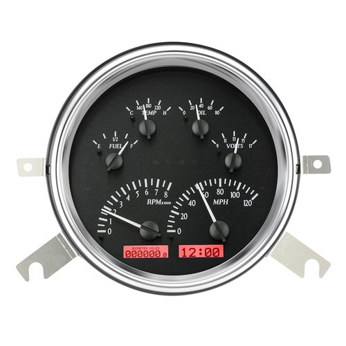 Dakota Digital Gauge Kit, 1949- 50 For Chevrolet, Analog, Black Background, Alloy Style Face, Red Display