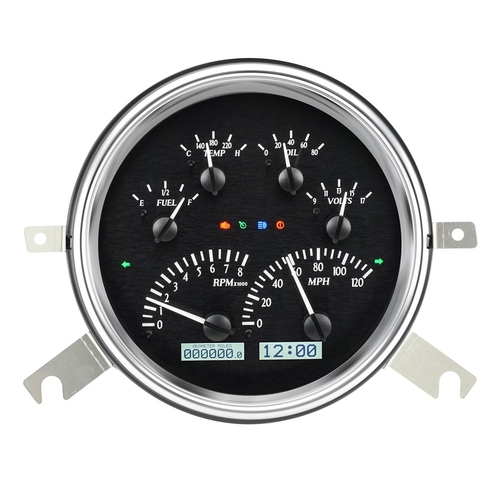 Dakota Digital Gauge Kit, 1949- 50 For Chevrolet, Analog, Black Background, Alloy Style Face, White Display