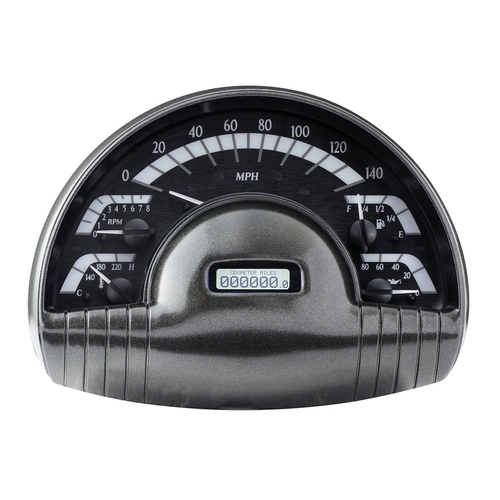 Dakota Digital Gauge Kit, 1949- 50 Oldsmobile, Analog, Black Background, Alloy Style Face, White Display