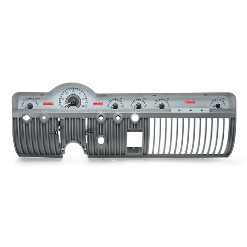 Dakota Digital Gauge Kit, 1950- 51 For Mercury, Analog, Silver Background, Alloy Style Face, Red Display